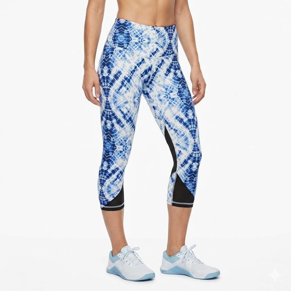 Victoria's Secret VSX Sport Women's Knockout Crop Leggings XS Tie Dye Blue Capri